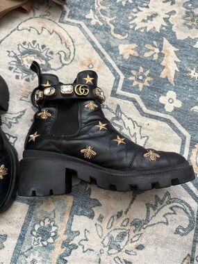 Gucci | Shoes | Gucci Womens Ankle Boots 8b Black Leather Square